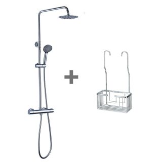 Kibath Pack termostático columna y portagel acabado cromo brillo fabricado en latón