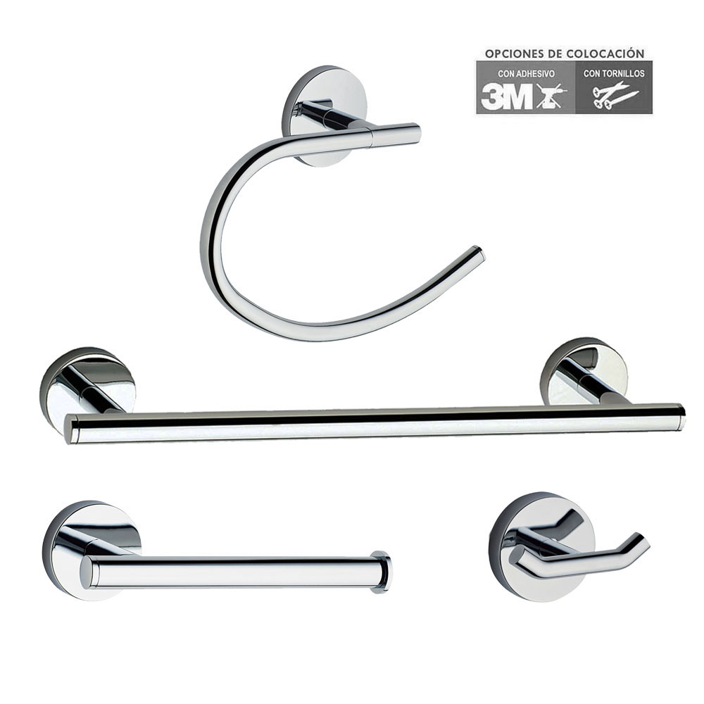 Kibath Pack Accesorios Baño de MED acabado cromo brillo de acero inoxidable