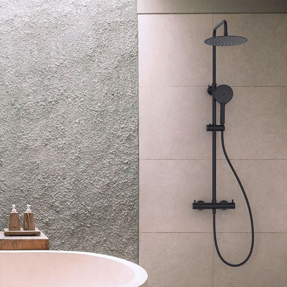 Kibath Pack monomando ZUÑI columna y grifo acabado negro mate fabricado en latón - Imagen 6