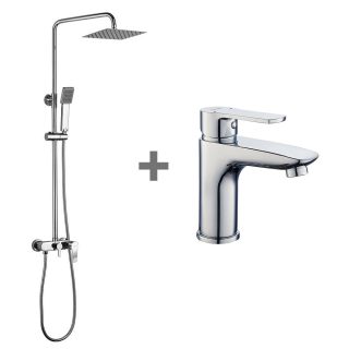 Kibath Pack monomando NAD columna y grifo acabado cromo brillo fabricado en latón