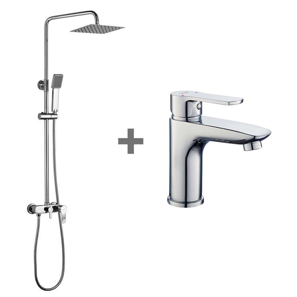 Kibath Pack monomando NAD columna y grifo acabado cromo brillo fabricado en latón