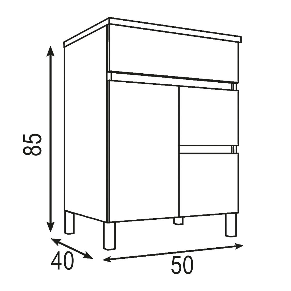 Kibath Mueble de baño con, mod. URBAN 50x40 cm acabado Roble Natural mate 2 cajones y 2 puertas - Imagen 5