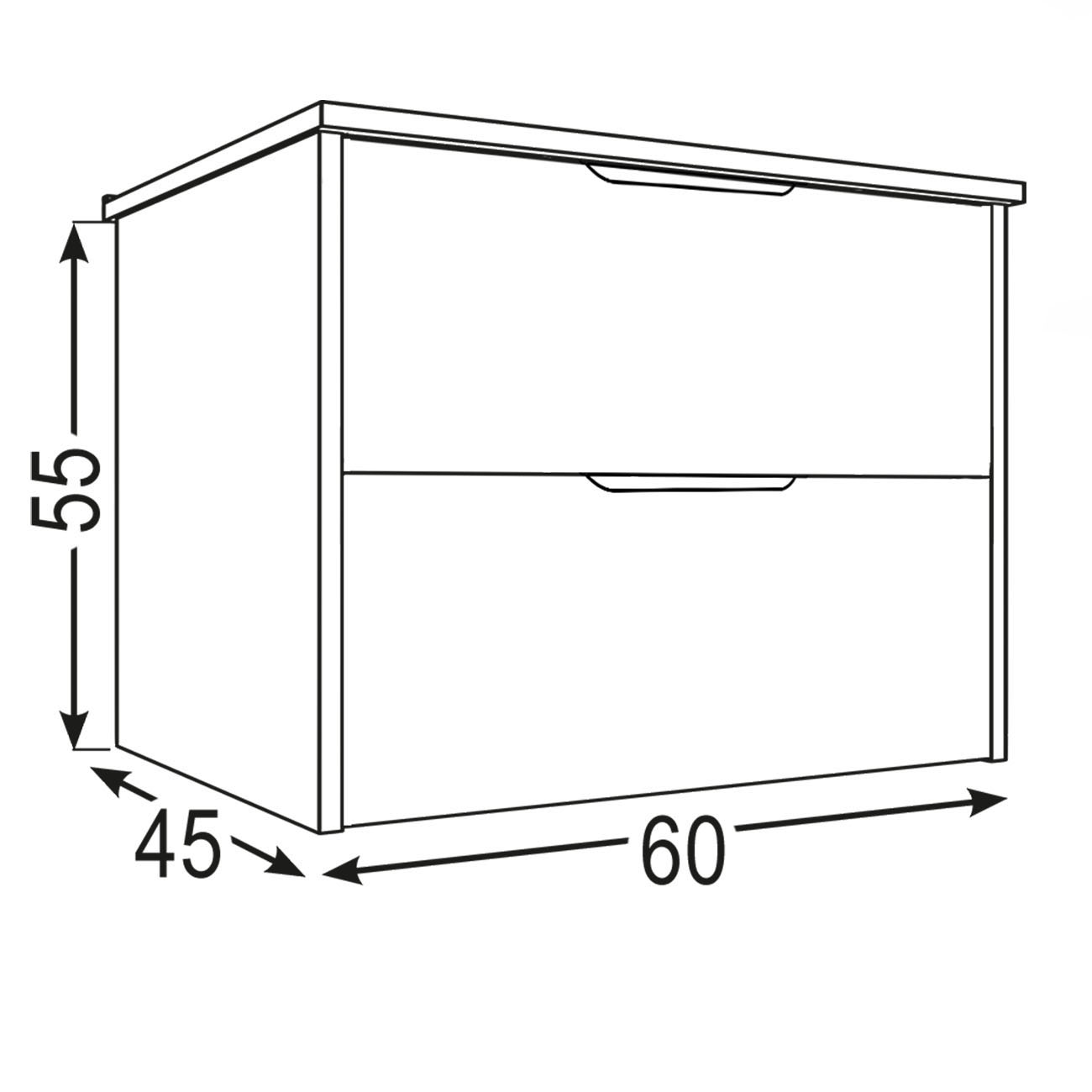 Kibath Mueble de baño con Lavabo, mod. MUN 60x45 cm acabado Roble Ostippo mate 2 cajones suspendido - Imagen 5