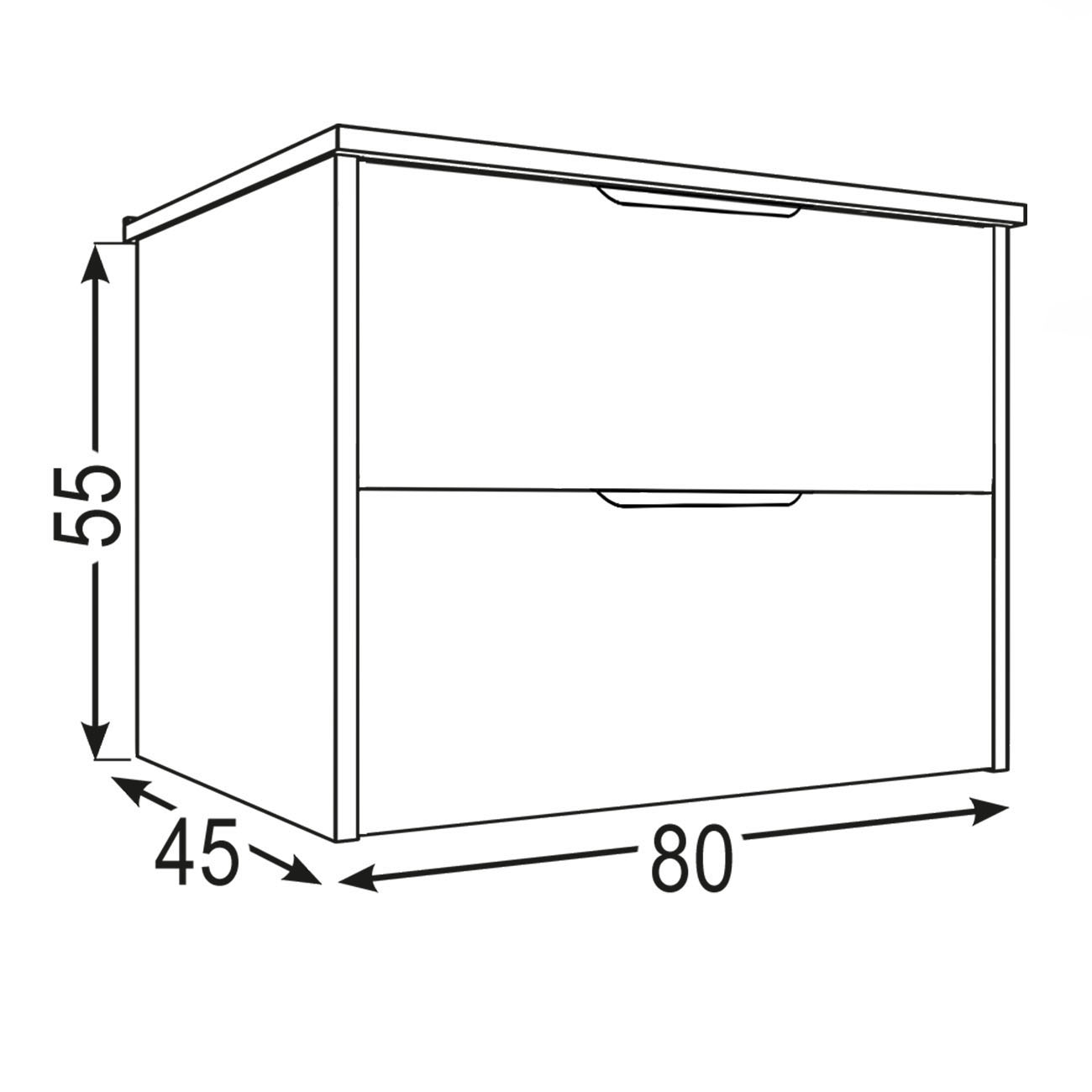 Kibath Mueble de baño con Lavabo, mod. MUN 80x45 cm acabado Blanco mate 2 cajones suspendido - Imagen 5