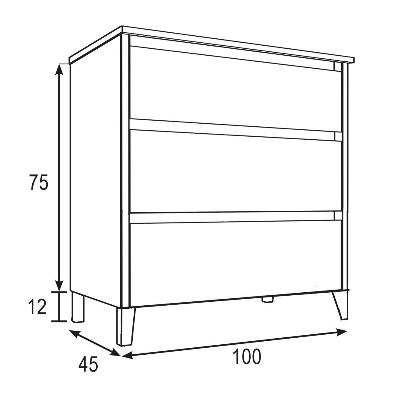 Kibath Mueble de baño con Lavabo, mod. TUCAN 100x45 cm acabado Blanco mate 3 cajones con patas - Imagen 5