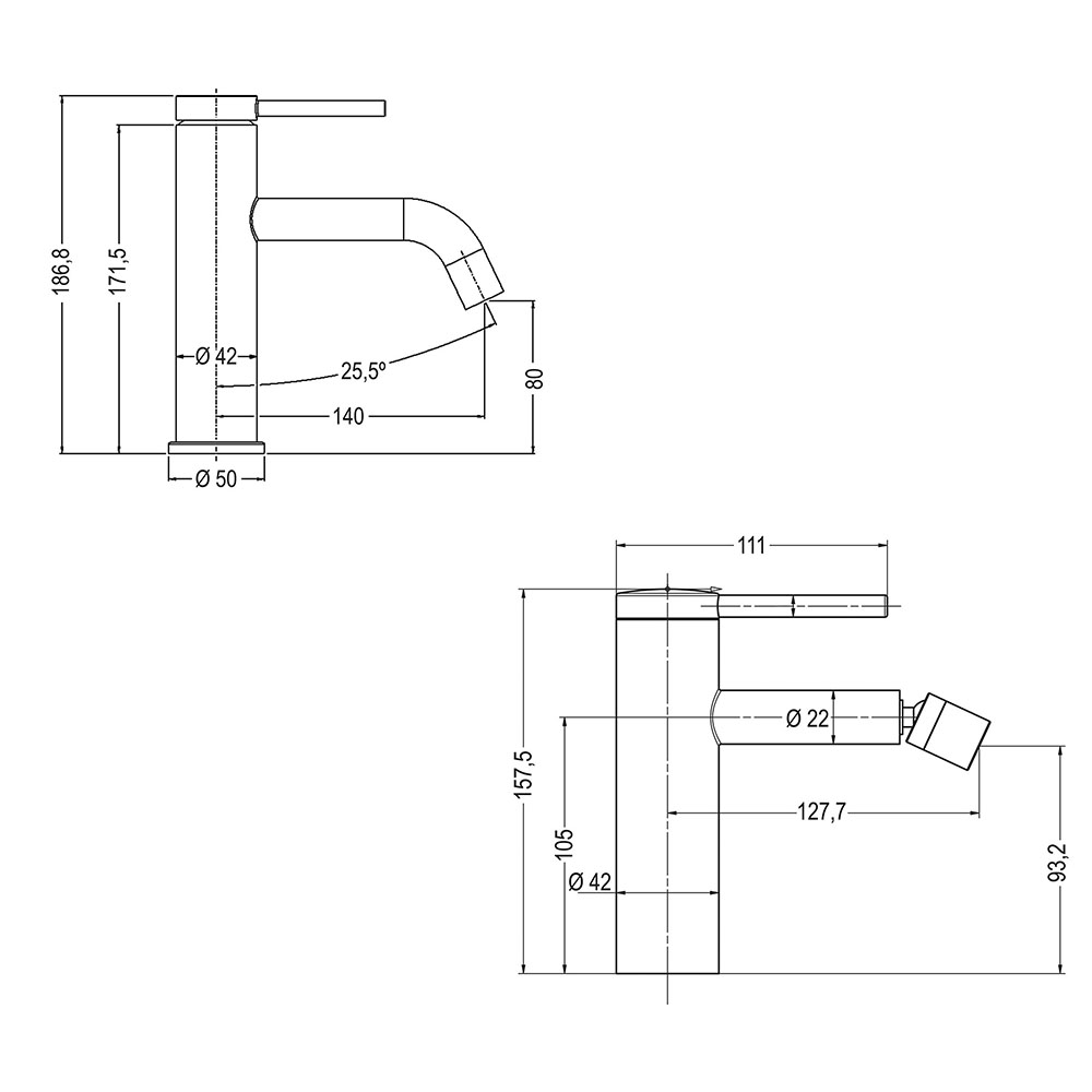 Kibath Pack grifo de lavabo y grifo de bidet REY acabado GUN METAL mate fabricado en latón - Imagen 5