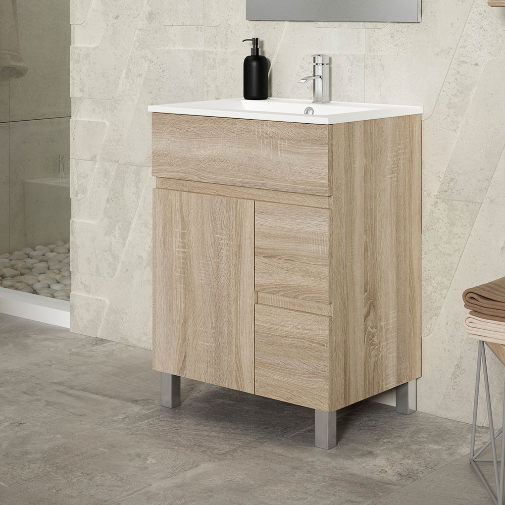 Kibath Mueble de baño con, mod. URBAN 50x40 cm acabado Roble Natural mate 2 cajones y 2 puertas - Imagen 4