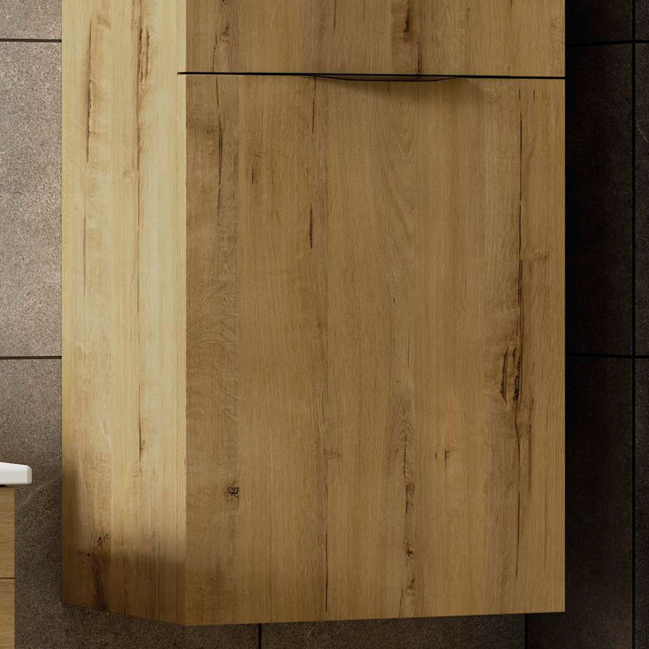 Kibath Mueble auxiliar de baño, mod. MUN 35x32 cm acabado Roble Ostippo mate de colgar - Imagen 2