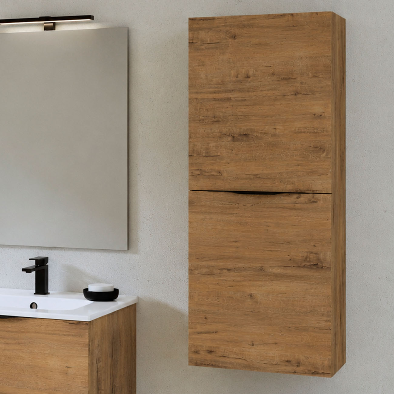 Kibath Mueble auxiliar de baño, mod. MUN 35x32 cm acabado Roble Ostippo mate de colgar - Imagen 4