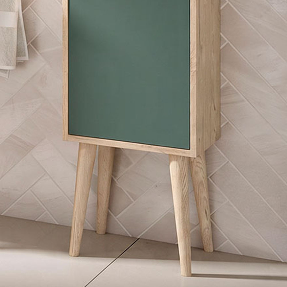Kibath Mueble auxiliar de baño, mod. NORUEGA 35x32 cm acabado Roble Y Verde mate de colgar - Imagen 3