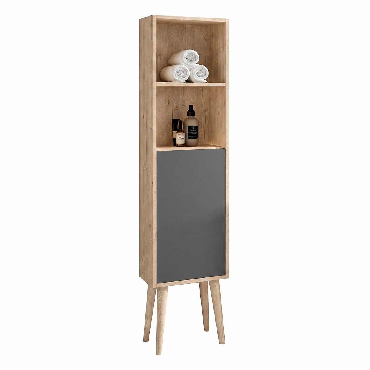 Kibath Mueble auxiliar de baño, mod. NORUEGA 35x32 cm acabado Roble Y Grafito mate de colgar