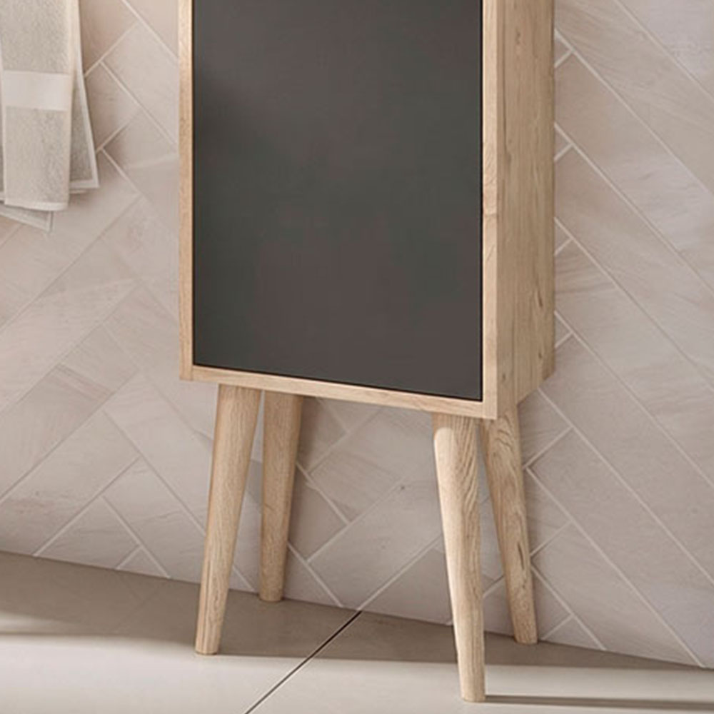 Kibath Mueble auxiliar de baño, mod. NORUEGA 35x32 cm acabado Roble Y Grafito mate de colgar - Imagen 3