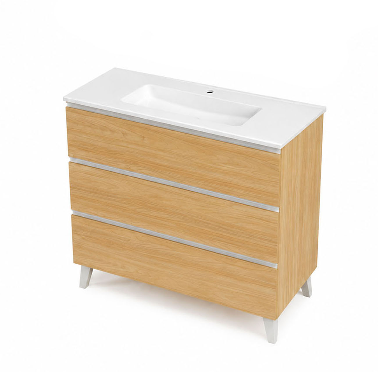 Kibath Mueble de baño con Lavabo, mod. TUCAN 80×45 cm acabado Costa mate 3 cajones con patas