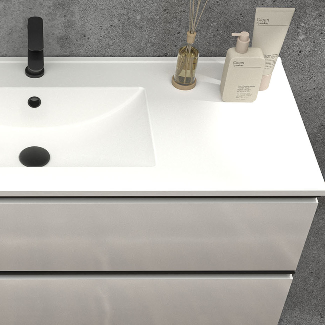 Kibath Mueble de baño con Lavabo, mod. TUCAN 100x45 cm acabado Blanco mate 3 cajones con patas - Imagen 6