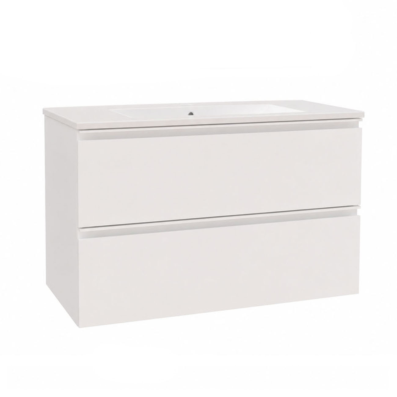Kibath Mueble de baño con Lavabo, mod. TUCAN 80×45 cm acabado Blanco mate 2 cajones suspendido