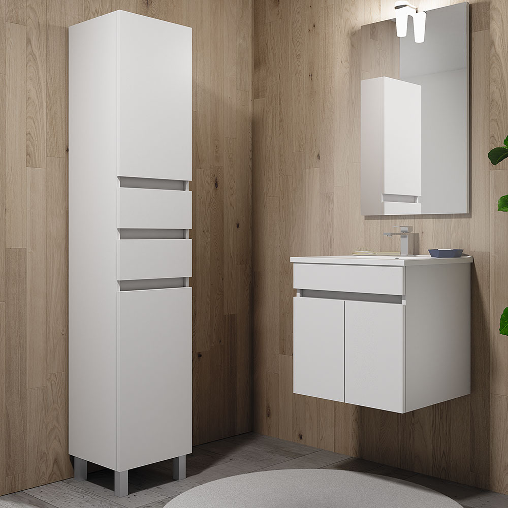 Kibath Mueble auxiliar de baño, mod. URBAN 35x32 cm acabado Blanco mate de colgar - Imagen 4