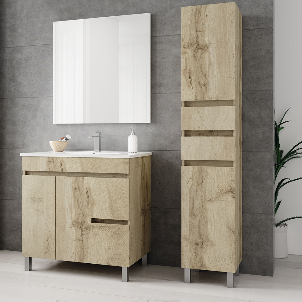 Kibath Mueble auxiliar de baño, mod. URBAN 35x32 cm acabado Roble Natural mate de colgar - Imagen 2