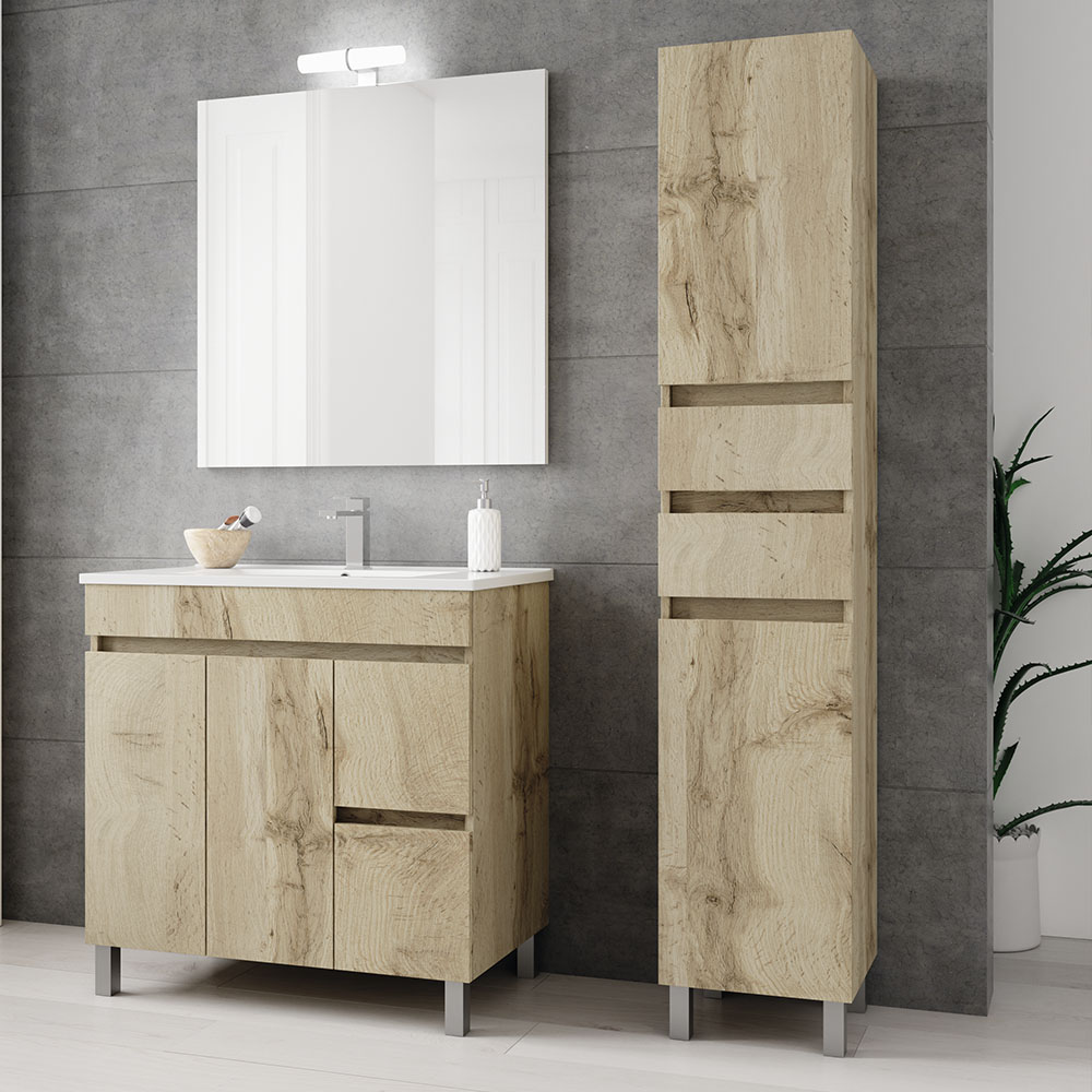 Kibath Mueble auxiliar de baño, mod. URBAN 35x32 cm acabado Roble Natural mate de colgar - Imagen 4