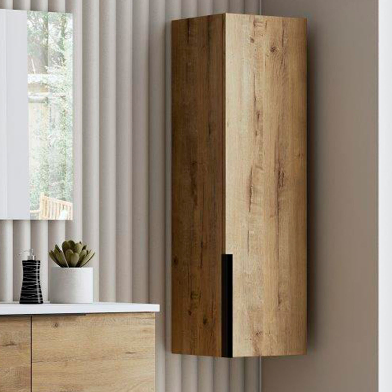 Kibath Mueble auxiliar de baño, mod. TRIBU 35x32 cm acabado Roble Ostippo mate de colgar - Imagen 2