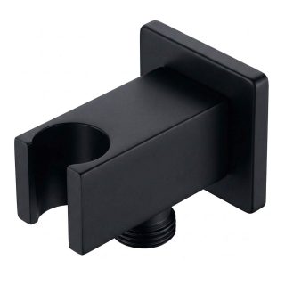 Kibath Soporte con toma de agua cuadrado acabado NEGRO MATE fabricado en latón