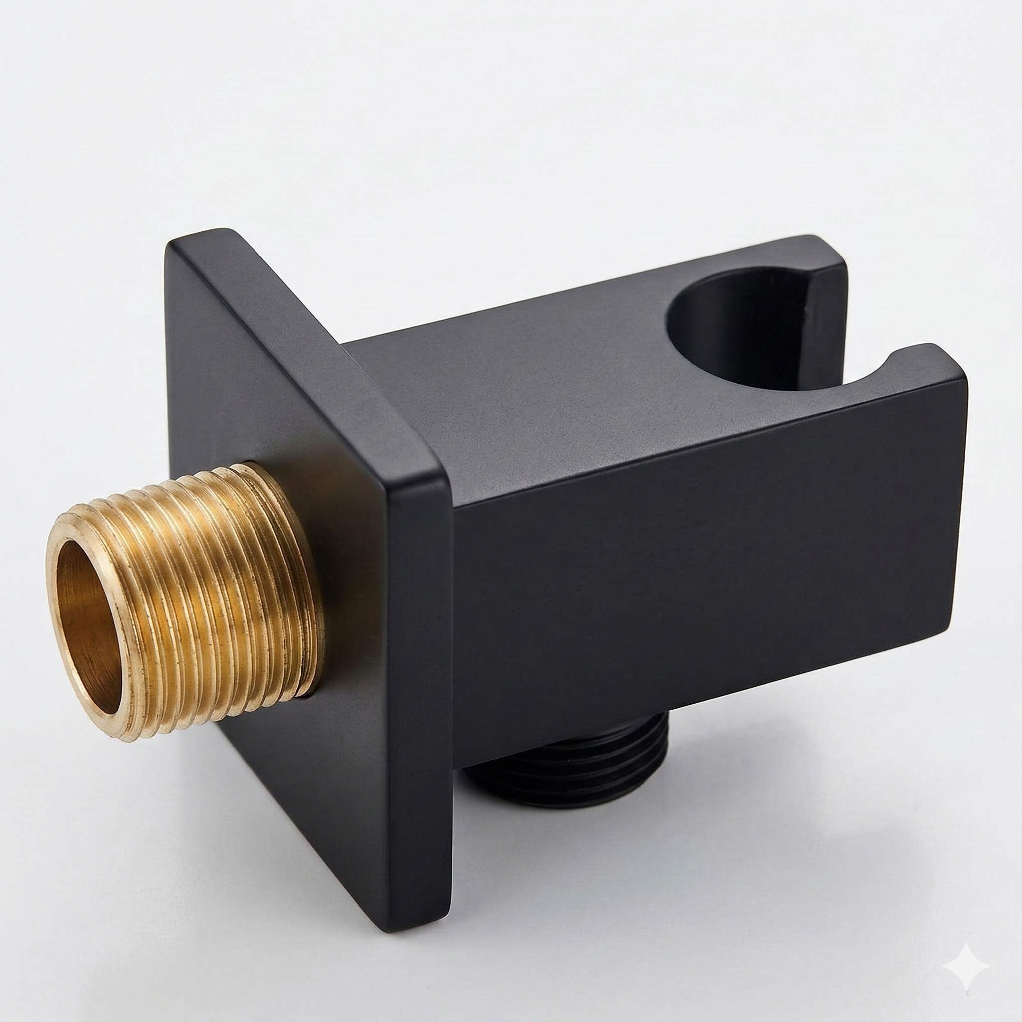 Kibath Soporte con toma de agua cuadrado acabado NEGRO MATE fabricado en latón - Imagen 3