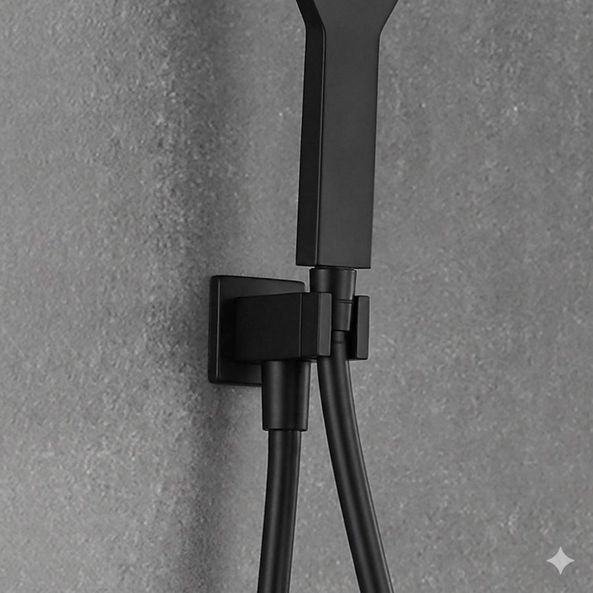 Kibath Soporte con toma de agua cuadrado acabado NEGRO MATE fabricado en latón - Imagen 5