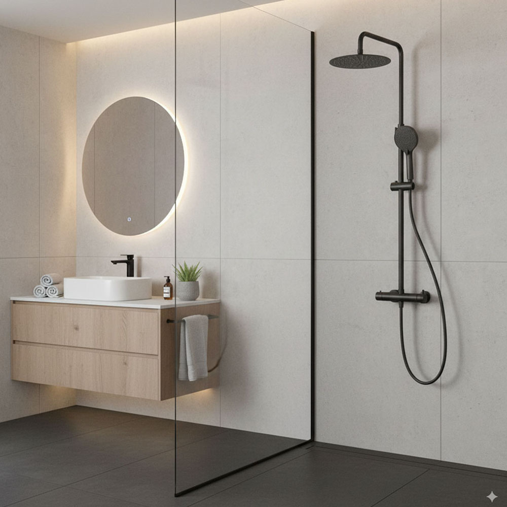 Kibath Pack columna y grifo monomando REY acabado GUN METAL mate fabricado en latón - Imagen 4