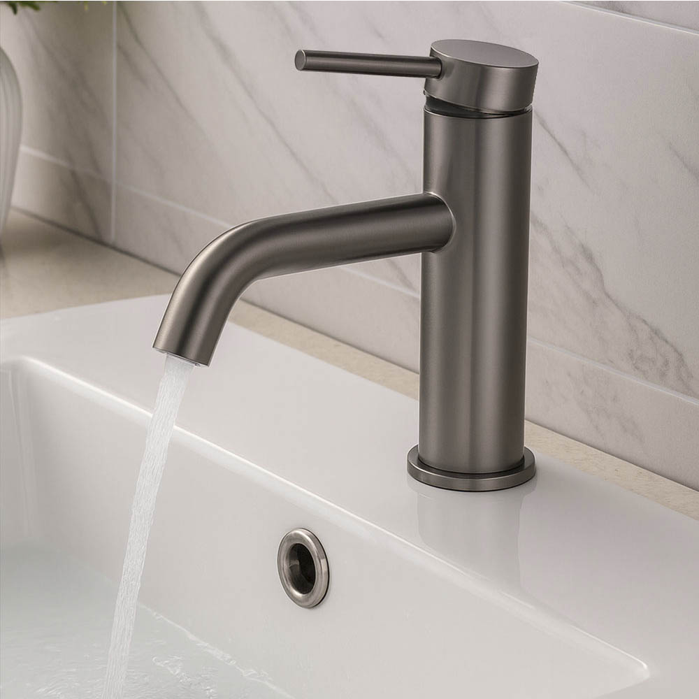 Kibath Pack grifo de lavabo y grifo de bidet REY acabado GUN METAL mate fabricado en latón - Imagen 3