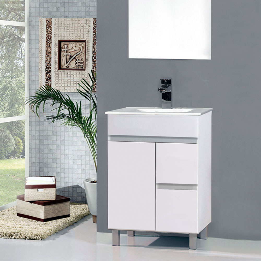 Mueble de baño URBAN 60 blanco brillo + lavabo de porcelana by
