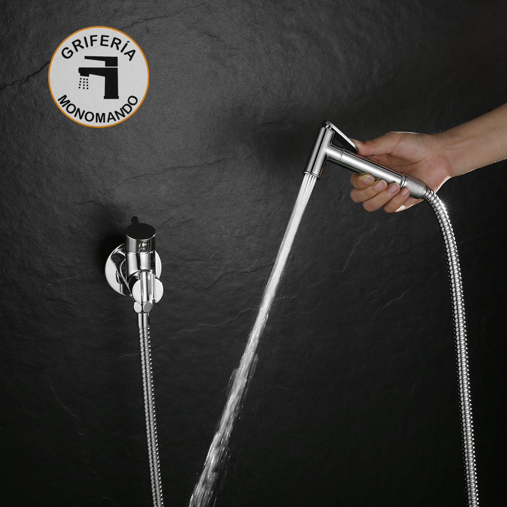 Kibath Hidroescobilla Grifo Higiene Intima redonda 2 Aguas (fría y caliente).  Grifo redondo para instalar junto al WC. Ahorrando espacio y es útil para  la limpieza del sanitario – En Tu Casa
