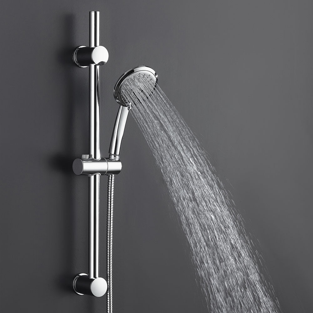 Kibath Barra De Ducha de 65,5 cm DUR con equipo, acabado cromo brillo fabricado en latón